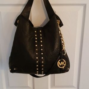 MICHAEL MICHAEL KORS black and gold studded bag